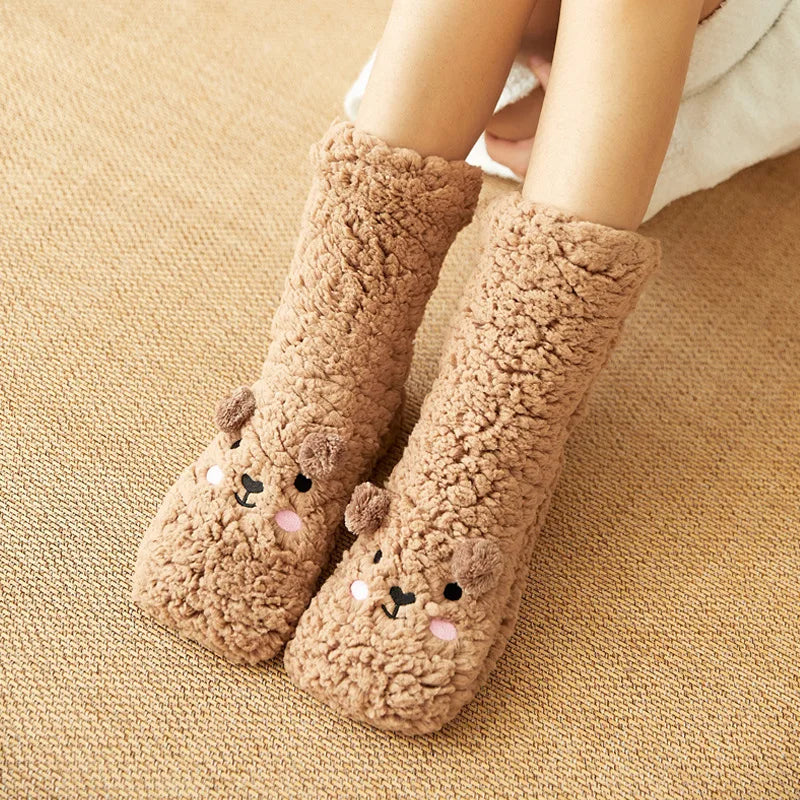 Myslunda™ Söta björnsockor i mjuk fleece med halkskydd