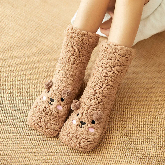 Myslunda™ Söta björnsockor i mjuk fleece med halkskydd