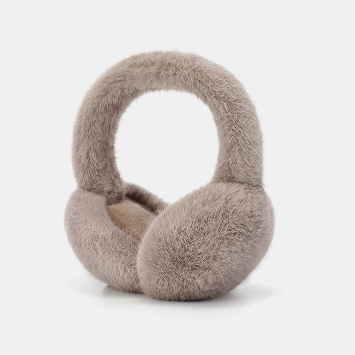 Fluffiga hopfällbara öronmuffar som sitter kvar i blåsten