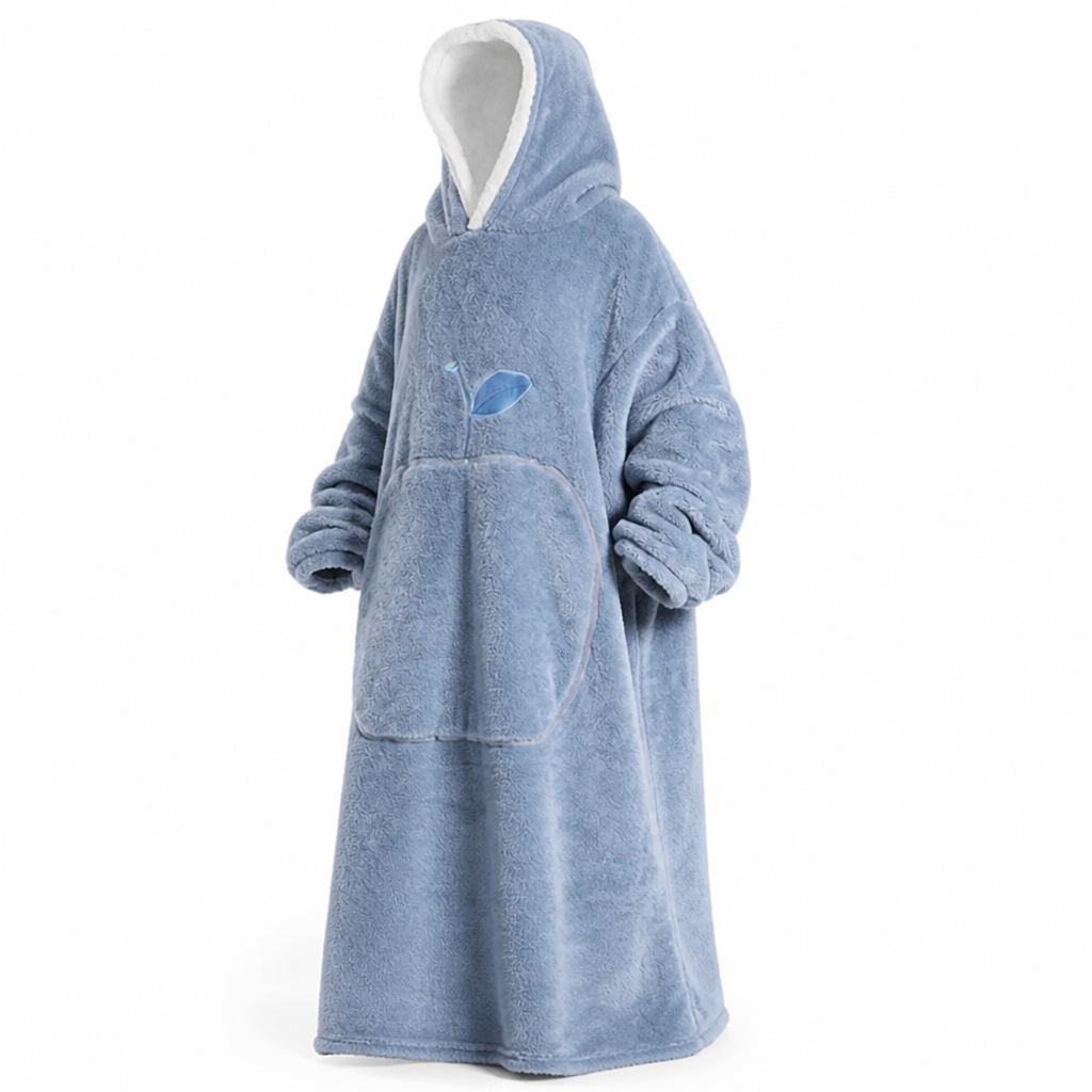 Oversize filthoodie i sherpafleece med ärmar och ficka