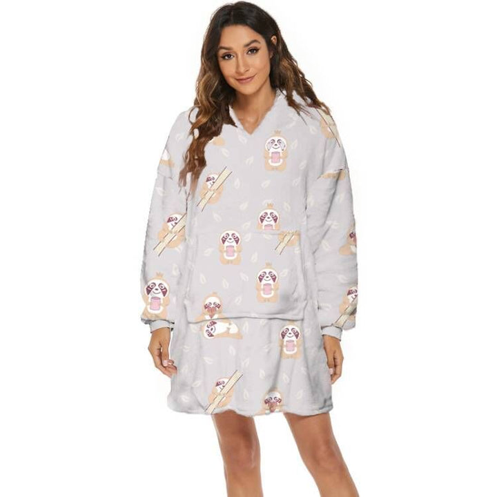 Oversize hoodiefilt med roligt mönster