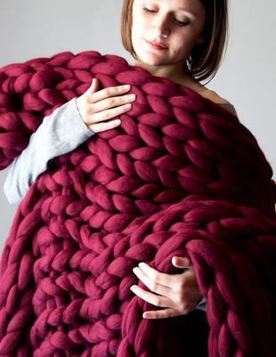 Grovstickad Filt