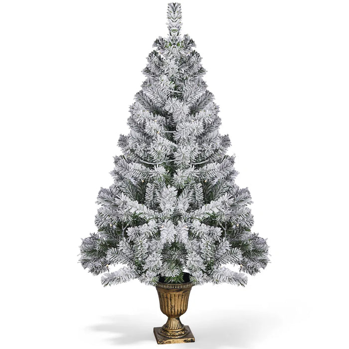Myslunda Flockad julgran i kruka 122 cm med 120 ljus