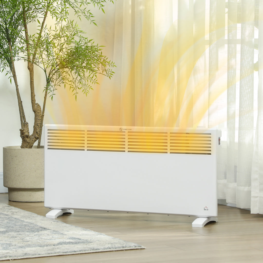 Vitt fristående konvektorelement med termostatvred