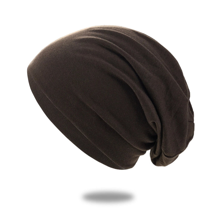 Slouch beanie i andningsbar stickning med stretch