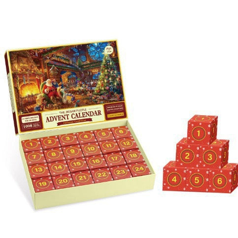 Adventskalender med pussel och julmotiv