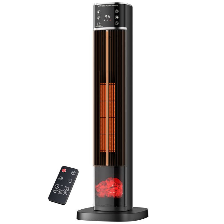 Hög tornvärmare med flamfönster och LED-display