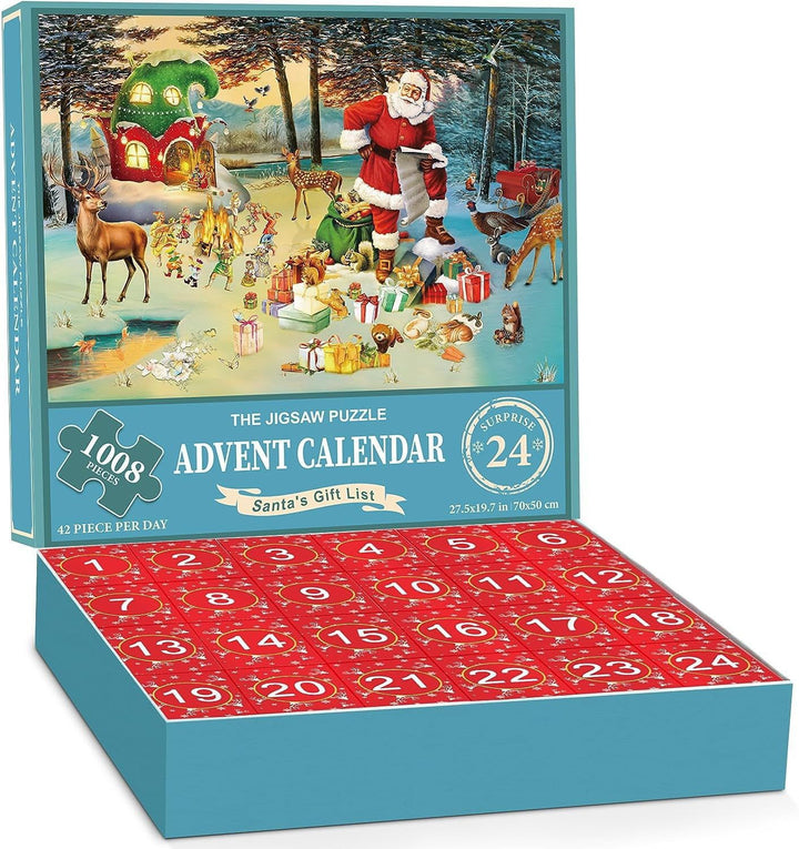 Adventskalender med pussel och julmotiv