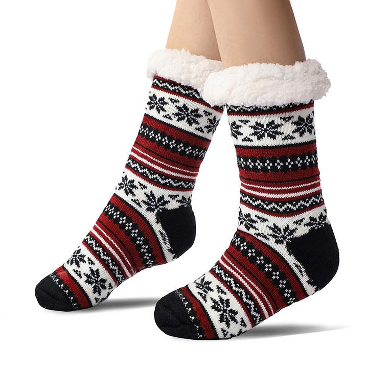 Extra tjocka sockor med snöflingor och halkskydd