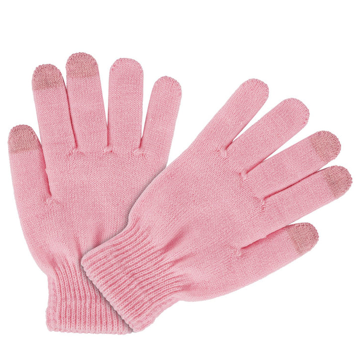 Grå stickade handskar med touchfingrar