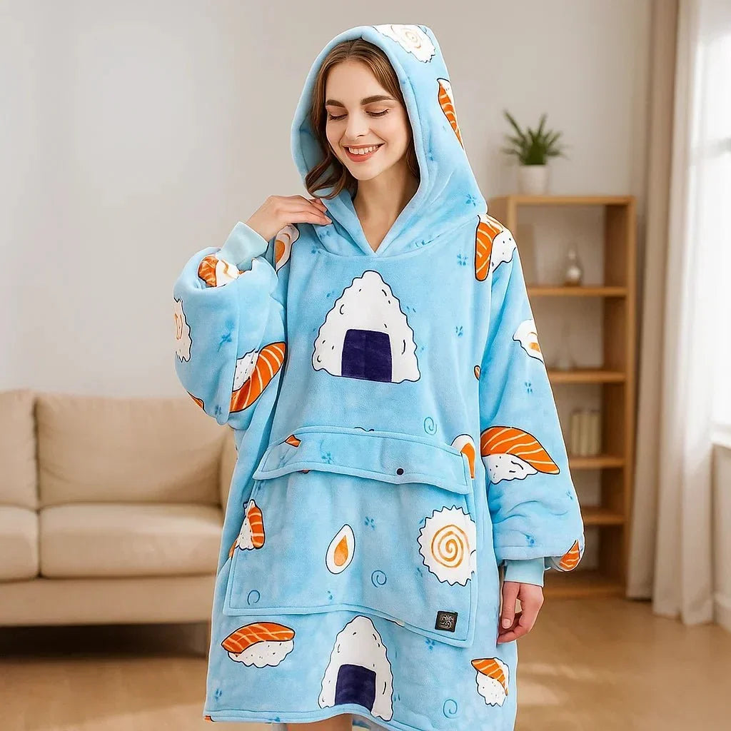 USB Uppvärmd filt Hoodie – Mysig Bärbar Flanell Värme