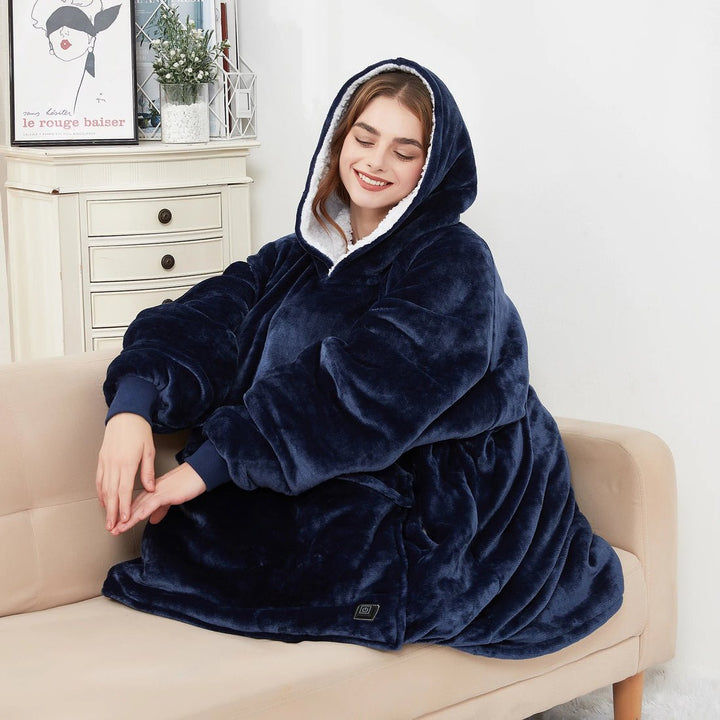 USB Uppvärmd filt Hoodie – Mysig Bärbar Flanell Värme