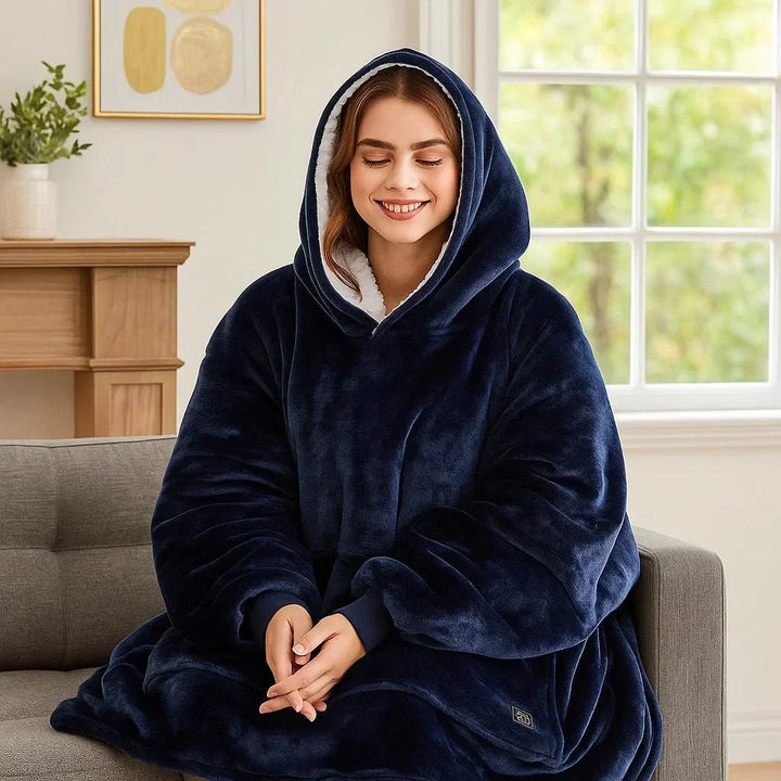 USB Uppvärmd filt Hoodie – Mysig Bärbar Flanell Värme