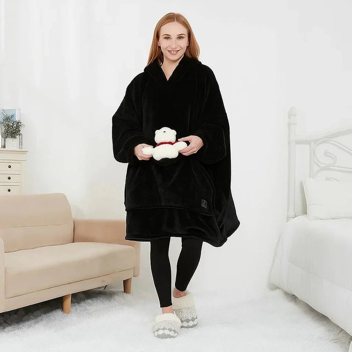 USB Uppvärmd filt Hoodie – Mysig Bärbar Flanell Värme
