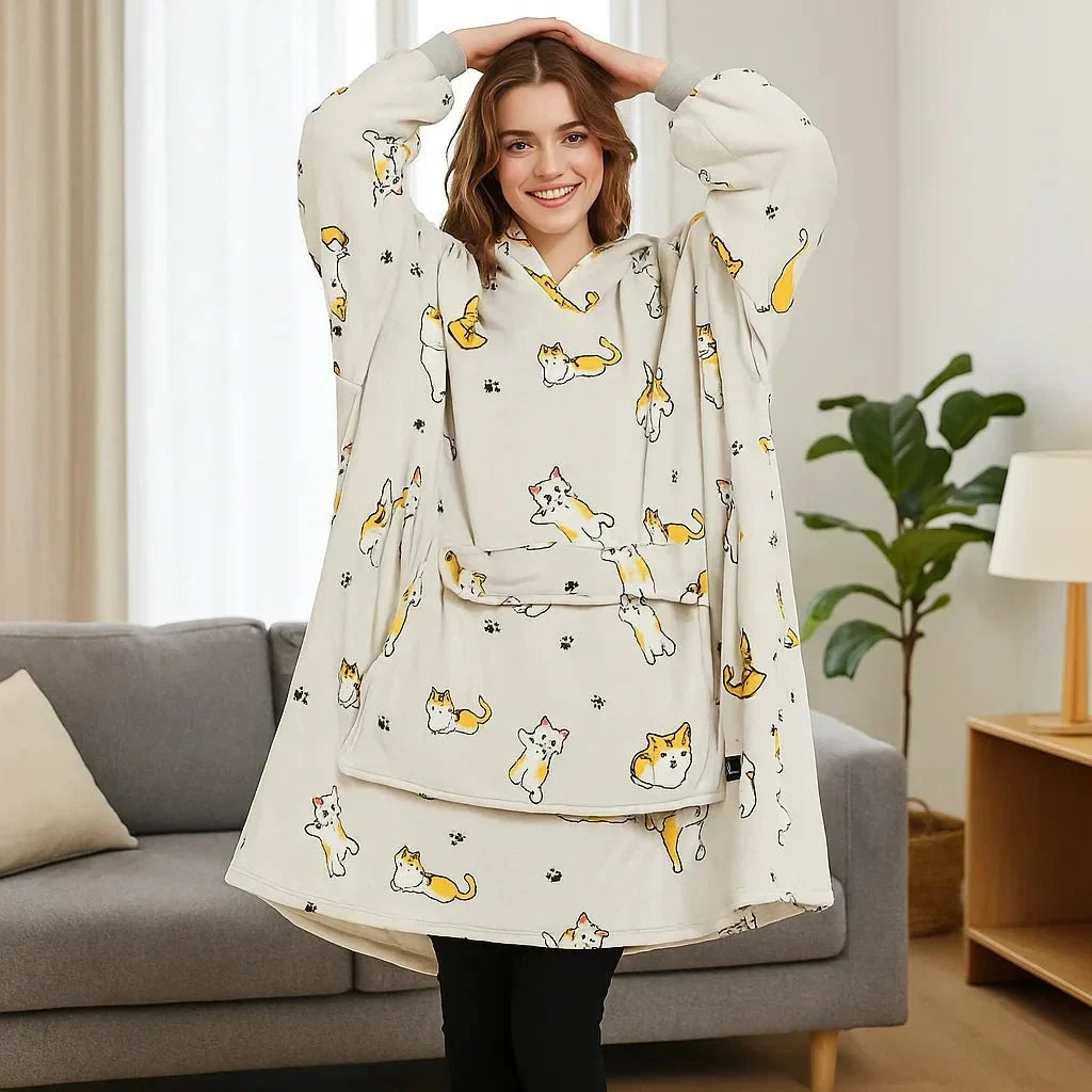 USB Uppvärmd filt Hoodie – Mysig Bärbar Flanell Värme
