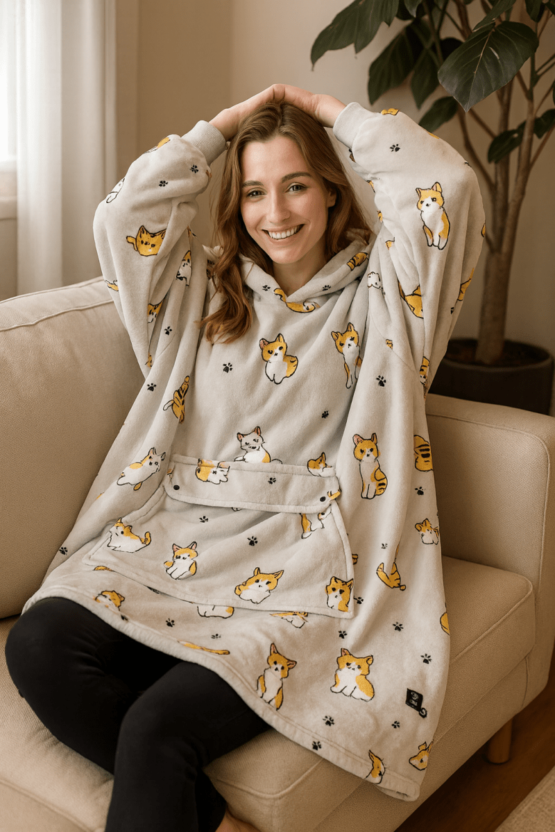 USB Uppvärmd filt Hoodie – Mysig Bärbar Flanell Värme