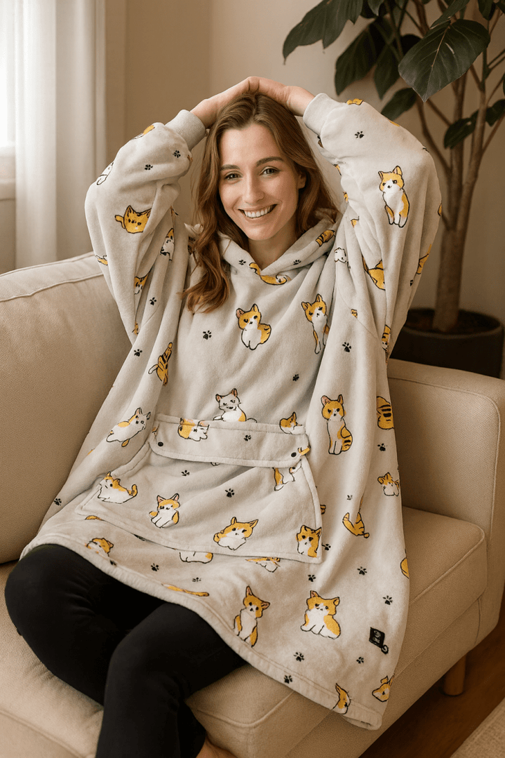USB Uppvärmd filt Hoodie – Mysig Bärbar Flanell Värme