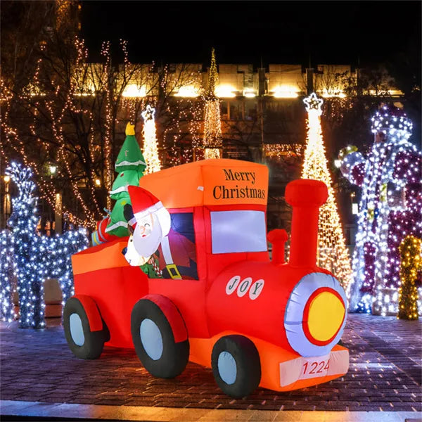 Uppblåsbart jultåg med tomte och ren