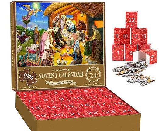 Adventskalender med pussel och julmotiv