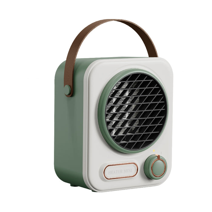 Myslunda Liten retro värmefläkt med handtag i läderlook, 1000 W