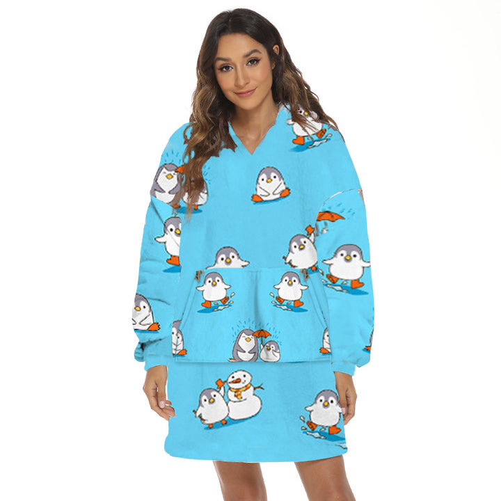 Oversize hoodiefilt med roligt mönster