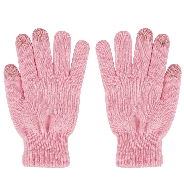 Grå stickade handskar med touchfingrar