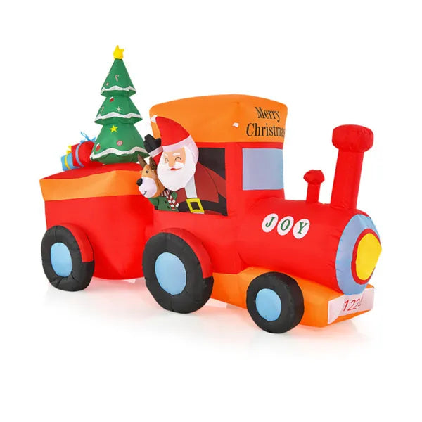 Uppblåsbart jultåg med tomte och ren