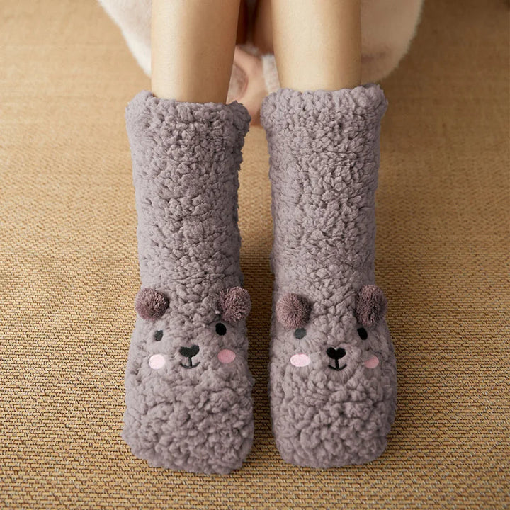 Myslunda™ Söta björnsockor i mjuk fleece med halkskydd