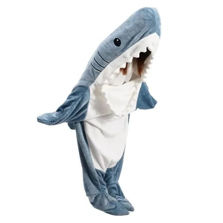 Mysig Shark Med huva Flanell Filt