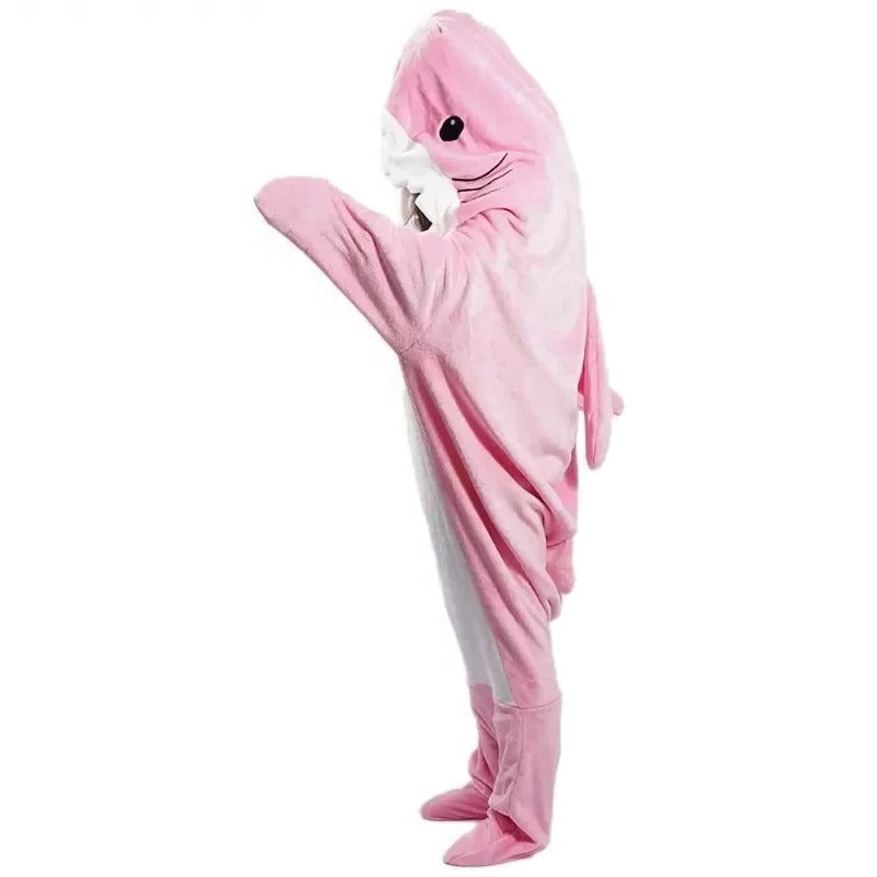Mysig Shark Med huva Flanell Filt