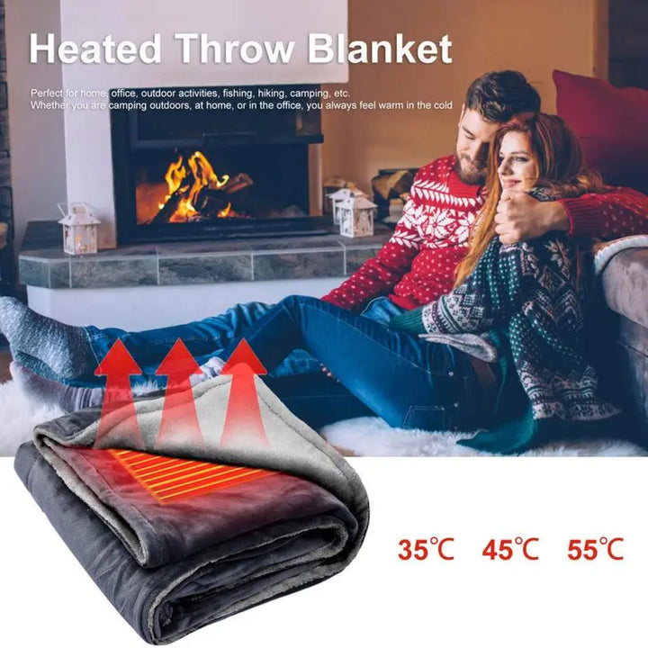 Elektrisk Värmande Uppvärmd pläd Över och Under Filt Poncho med Fleece
