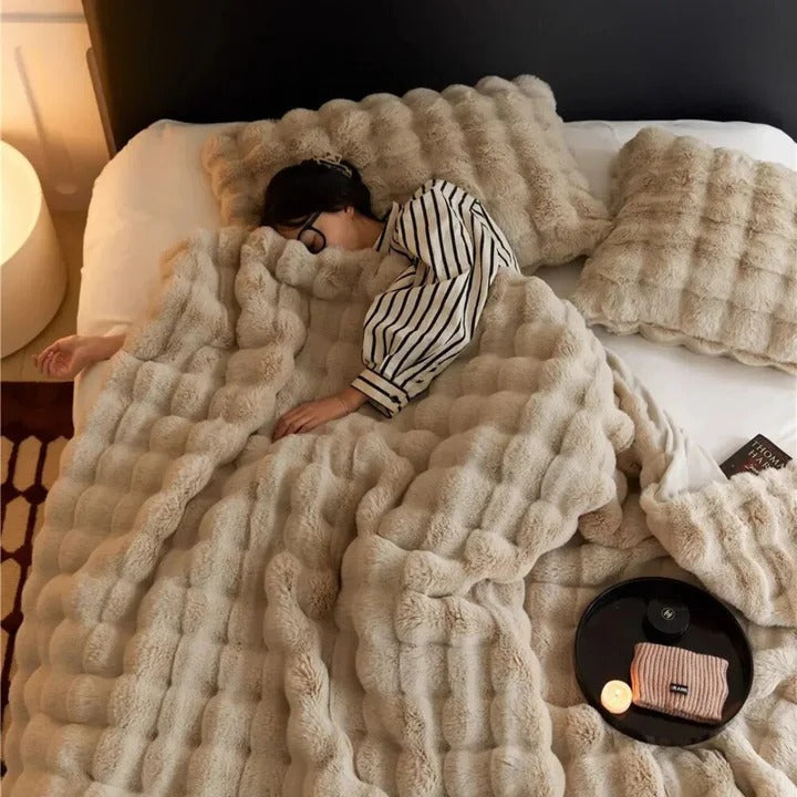 Strukturerad Filt för Säng eller Soffa, Dekorativ Hem Pläd