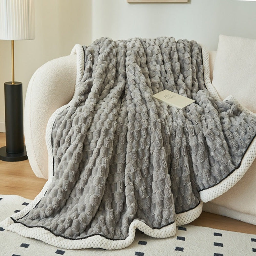 Cloud Cuddle Filt Bubble‑Strukturerad Mysig Pläd