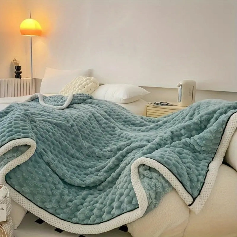 Cloud Cuddle Filt Bubble‑Strukturerad Mysig Pläd