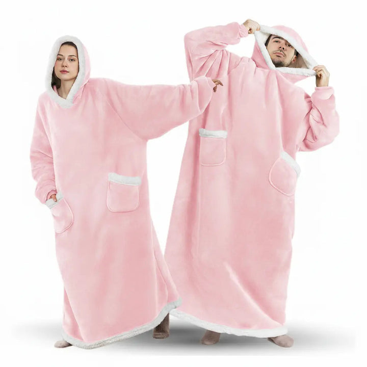 Jättestor oversize hoodie-filt i tjock borstad fleece