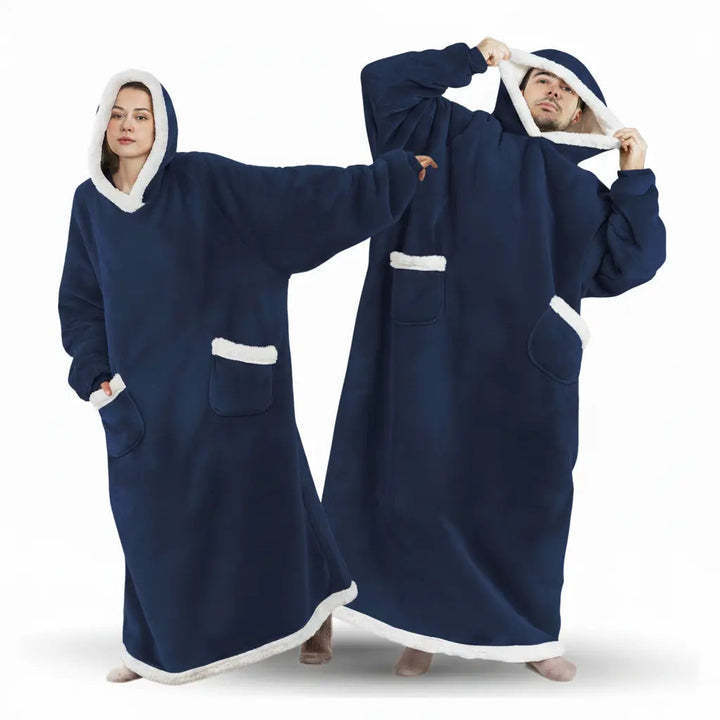 Jättestor oversize hoodie-filt i tjock borstad fleece