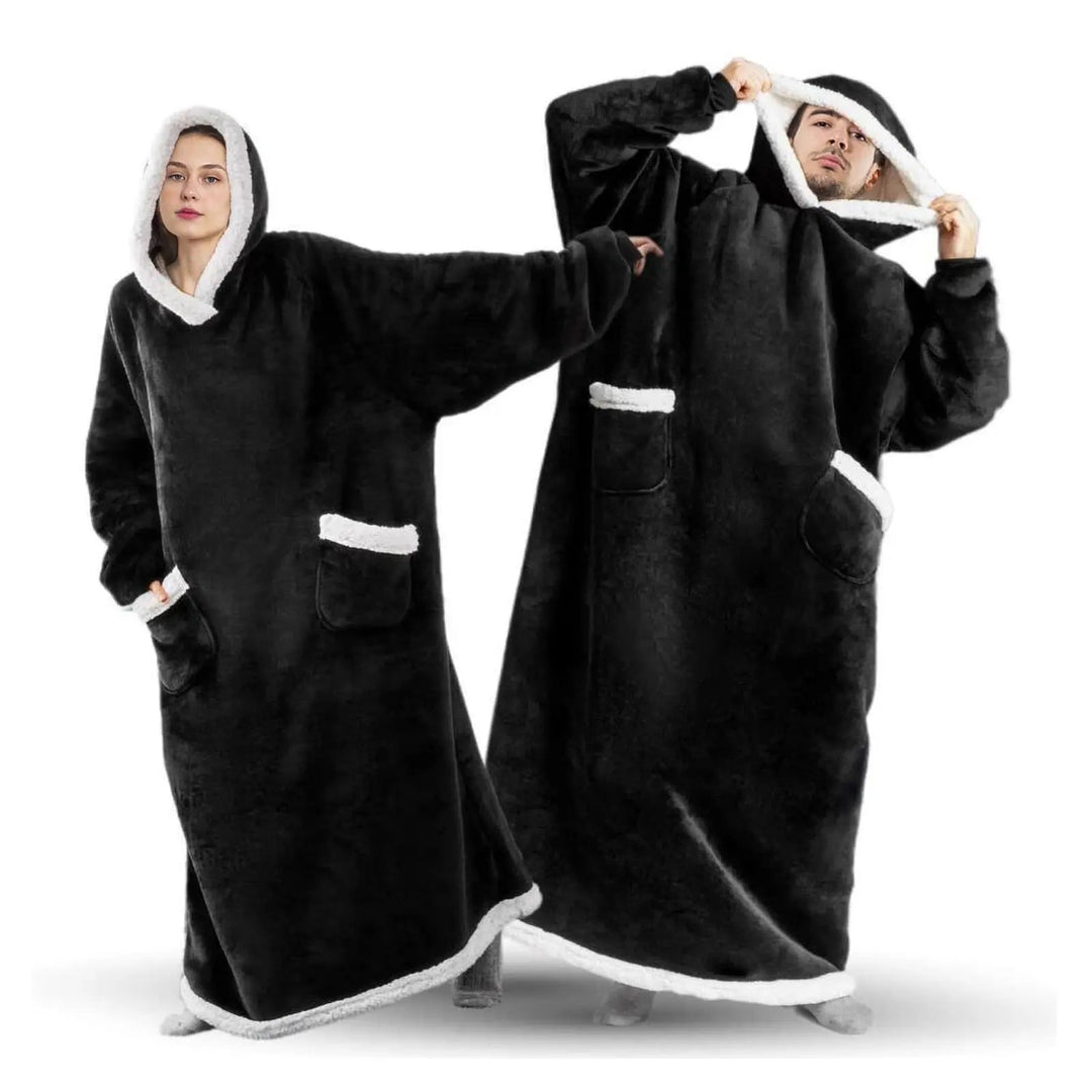 Jättestor oversize hoodie-filt i tjock borstad fleece