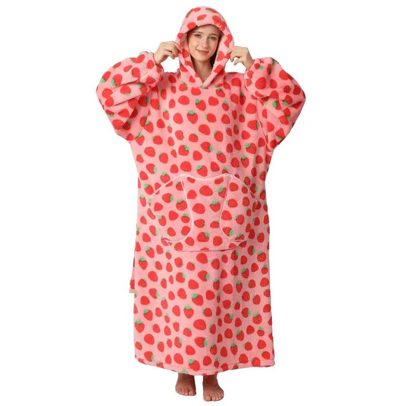 Lång Bärbar filt-hoodie