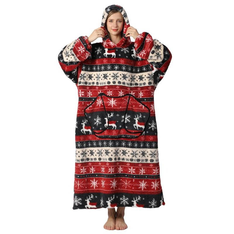 Lång Bärbar filt-hoodie