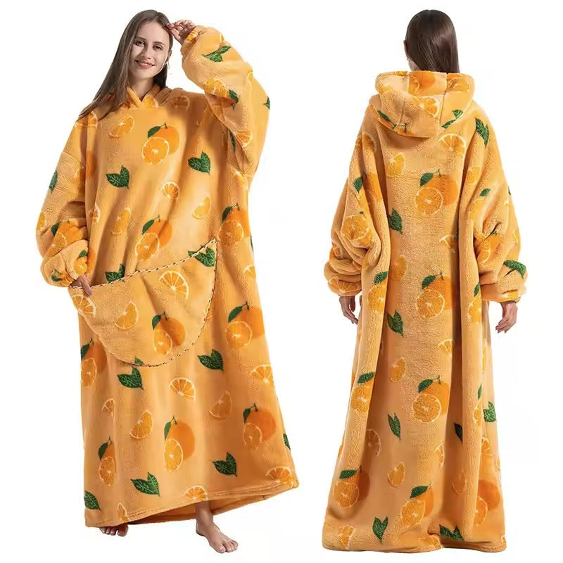 Lång Bärbar filt-hoodie
