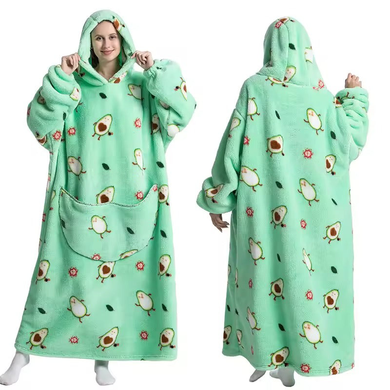 Lång Bärbar filt-hoodie