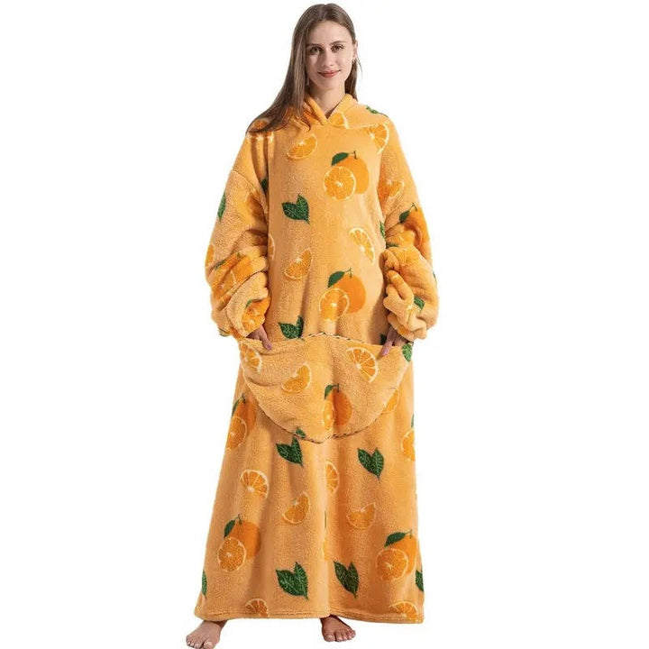 Lång Bärbar filt-hoodie