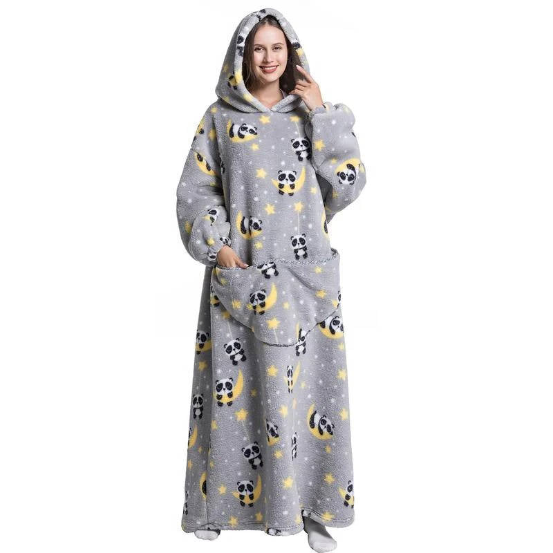 Lång Bärbar filt-hoodie