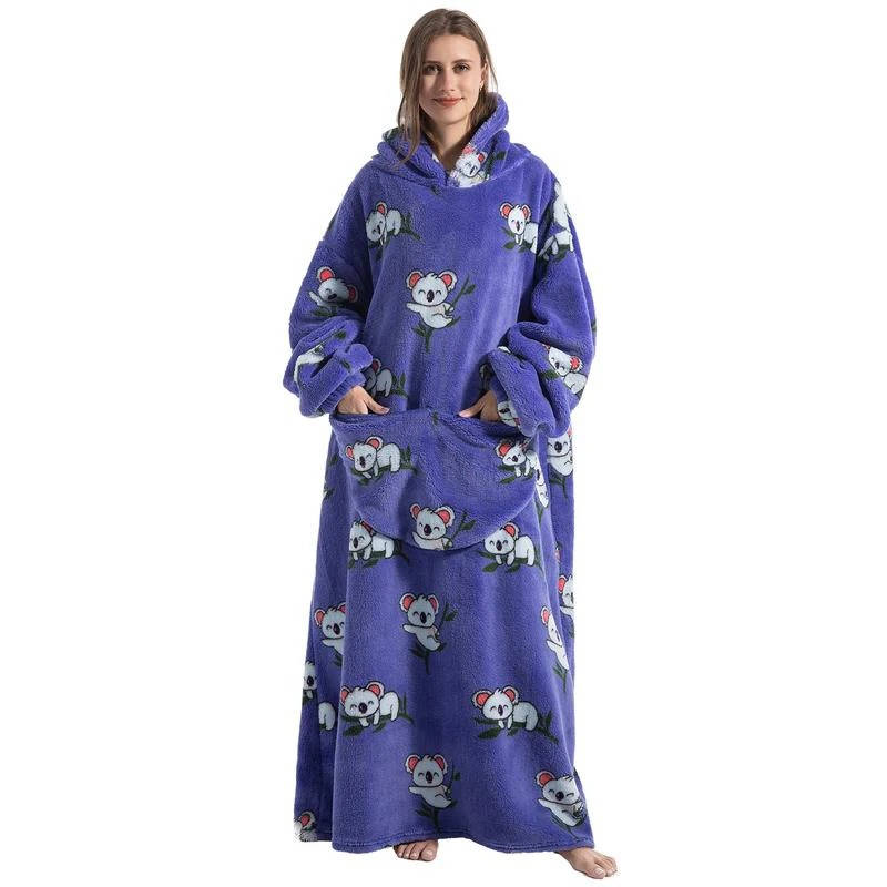 Lång Bärbar filt-hoodie
