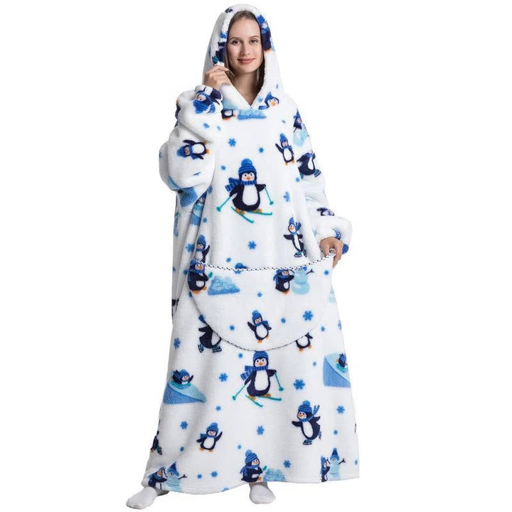 Lång Bärbar filt-hoodie