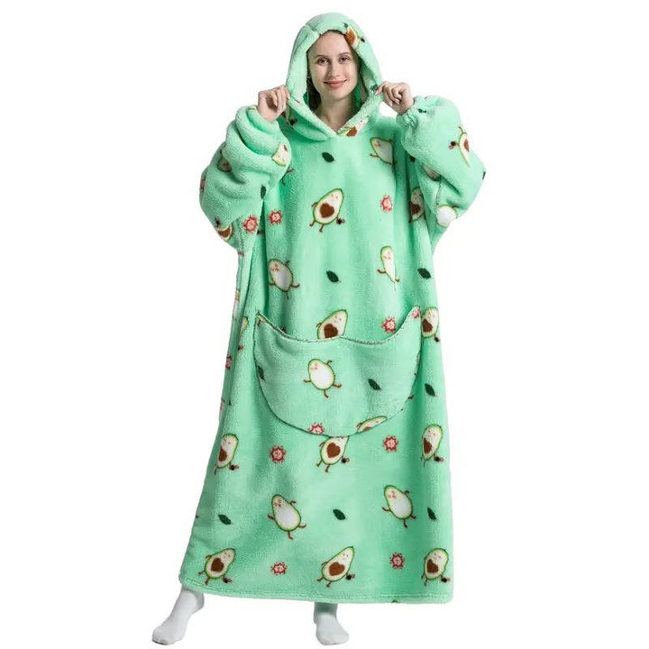 Lång Bärbar filt-hoodie