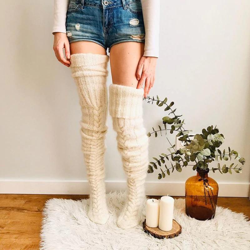 Myslunda™ Handstickade overknee-strumpor, extra långa och mjuka