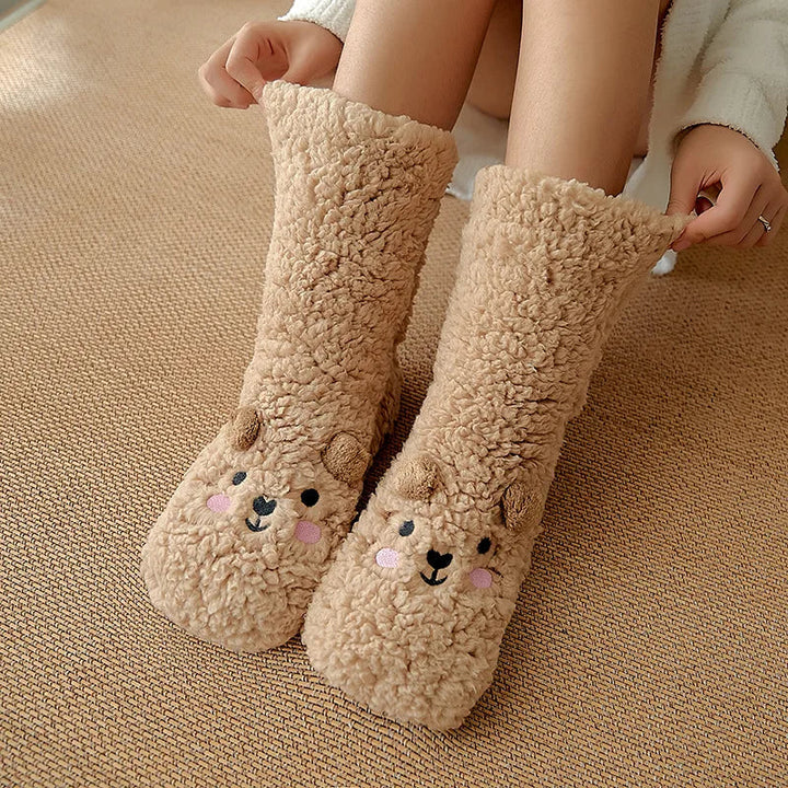 Myslunda™ Söta björnsockor i mjuk fleece med halkskydd