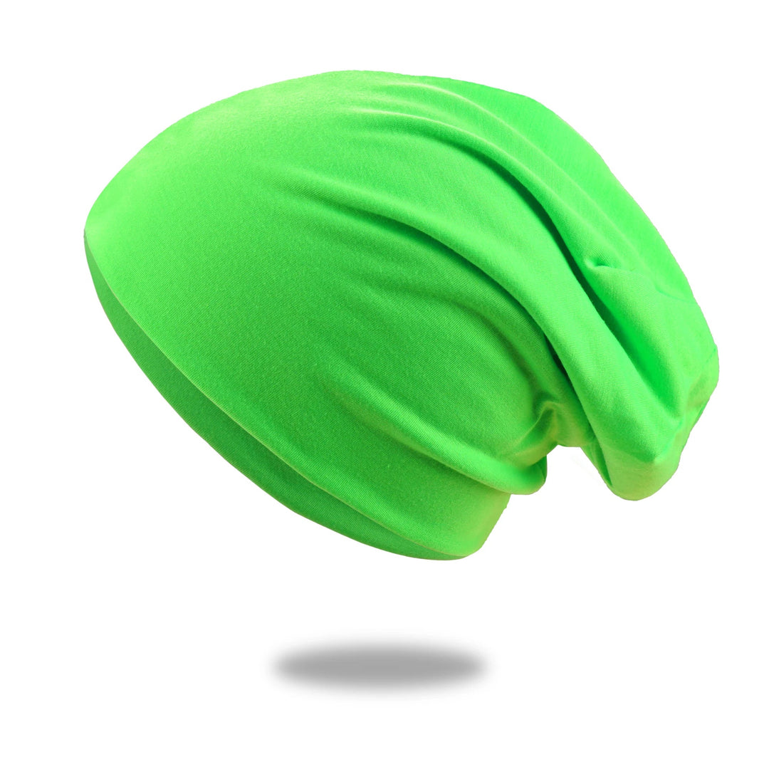 Slouch beanie i andningsbar stickning med stretch