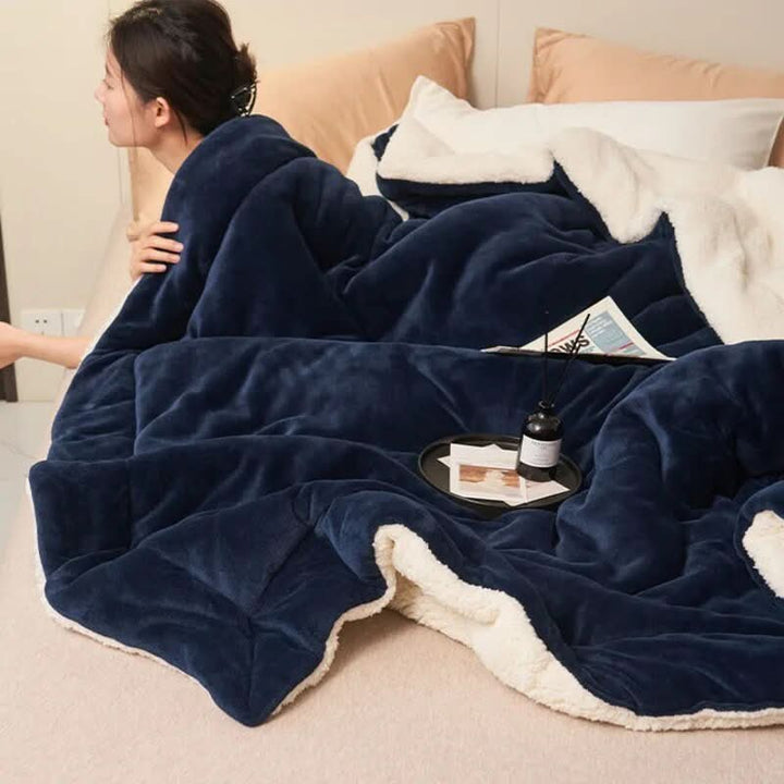 Vändbar Sherpa-fleece Filt för Säng och Soffa
